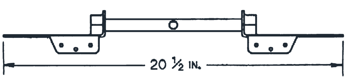 Dimension drawing of the Scroogeclamp fully extended, 20 and one half inches long